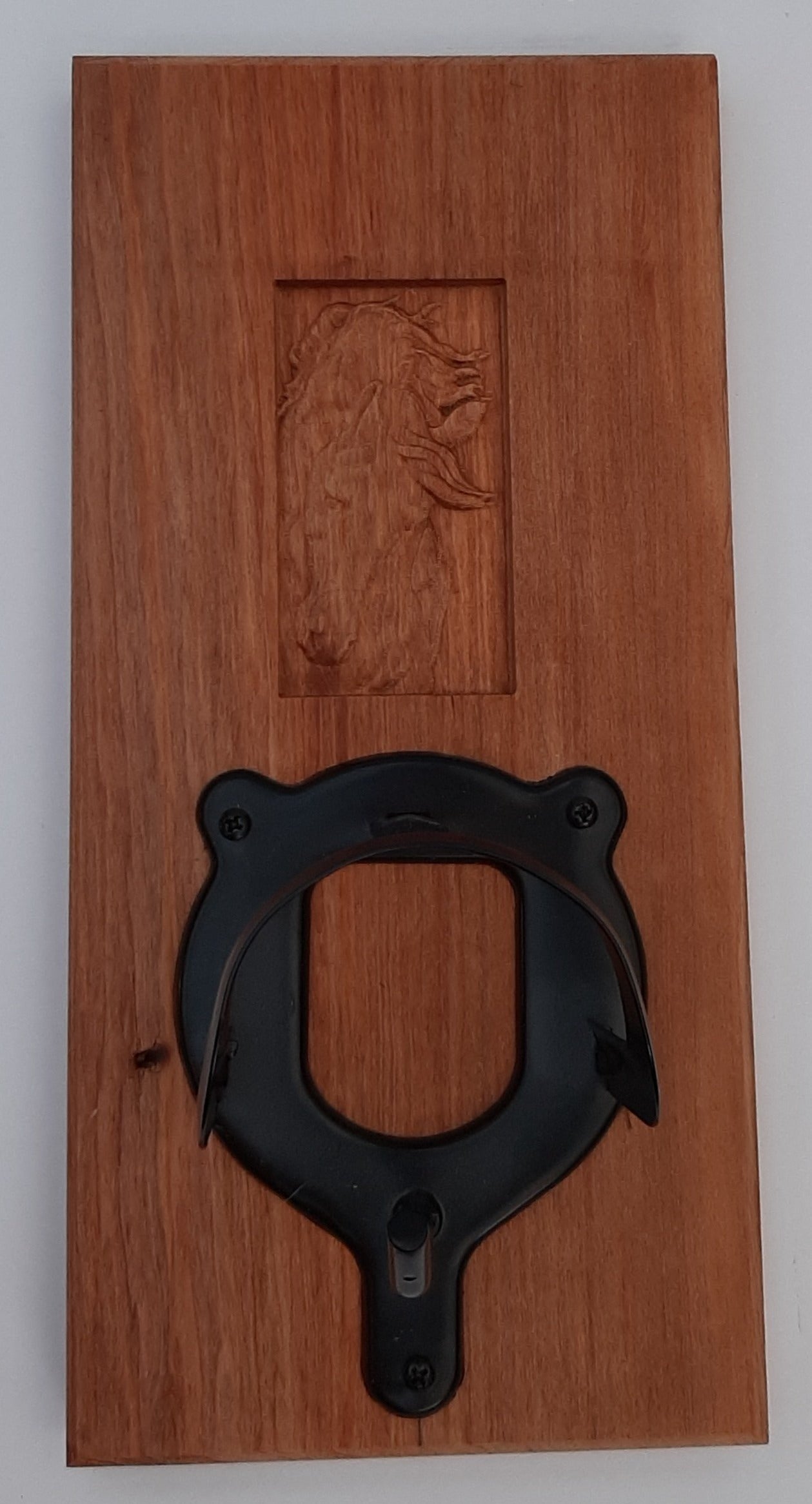 NZ Timber Carved Horse with Bridle Holder
