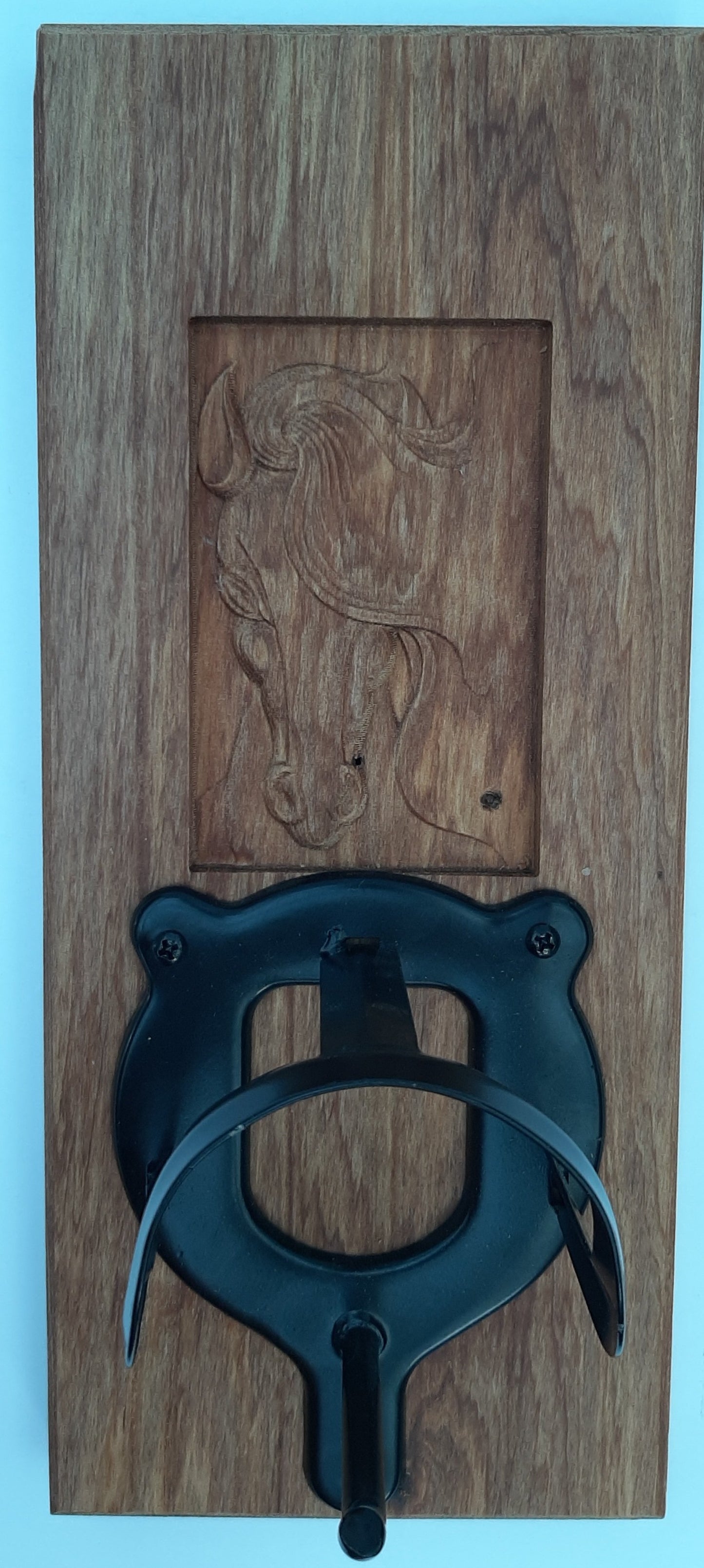 NZ Timber Carved Horse with Bridle Holder