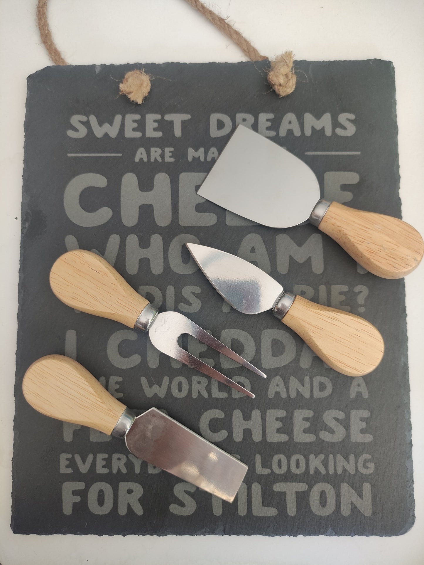Slate Charcuterie Platter with Knives - Various Designs