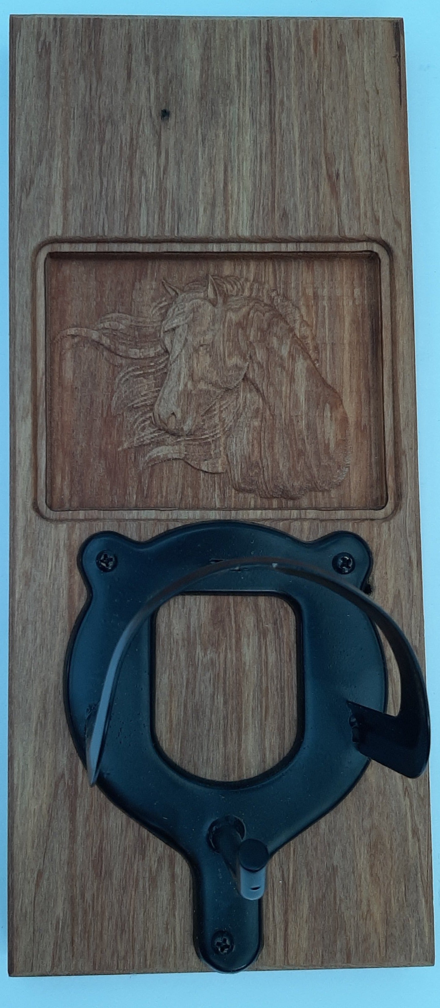 NZ Timber Carved Horse with Bridle Holder