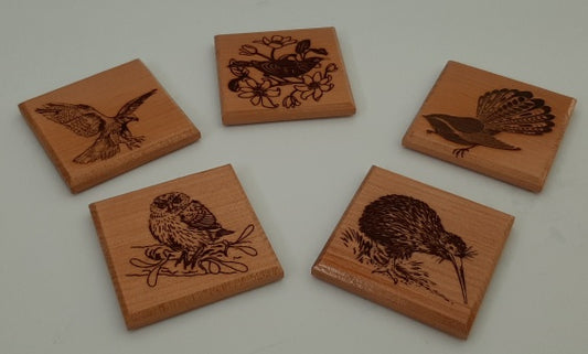 Coasters New Zealand Birds - various New Zealand wood