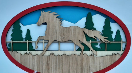 Layered Bamboo and Vinyl Horse Picture
